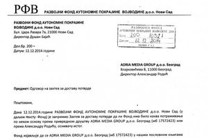 Razvojni fond AP Vojvodine: Kurir i Adrija medija nam ništa ne duguju