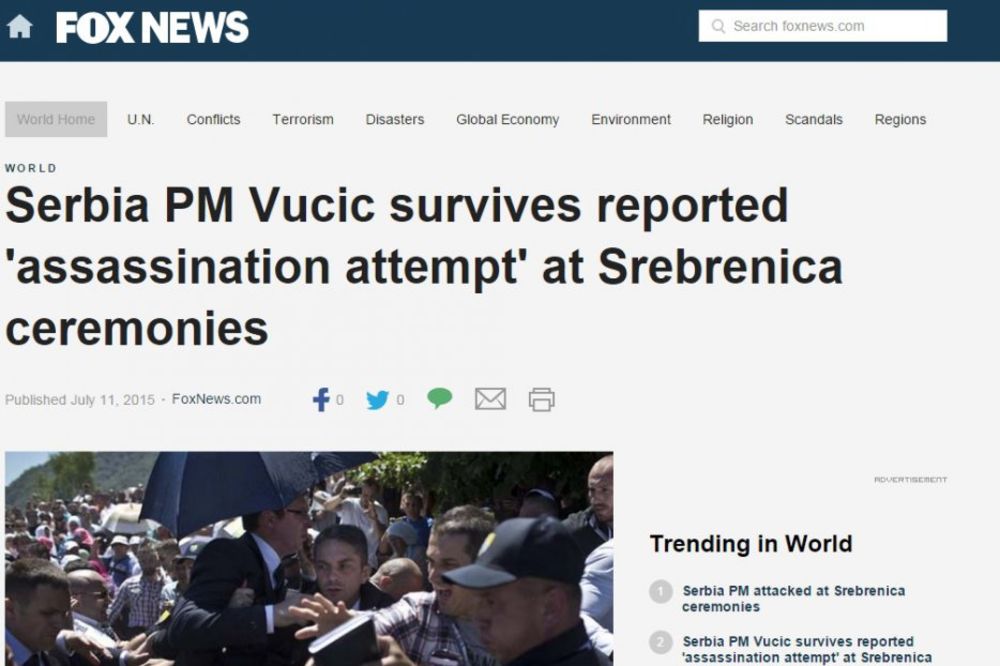 FOKS NJUZ: Vučić preživeo pokušaj ubistva u Srebrenici!