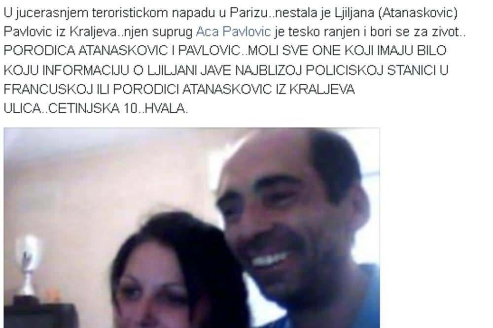 MASAKR U PARIZU: Nestala Ljiljana Atanasković pronađena u bolnici