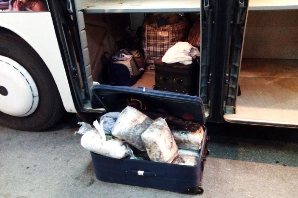(FOTO) REKORDNA ZAPLENA NA MERDARU: U autobusu otkrili 16 kg marihuane