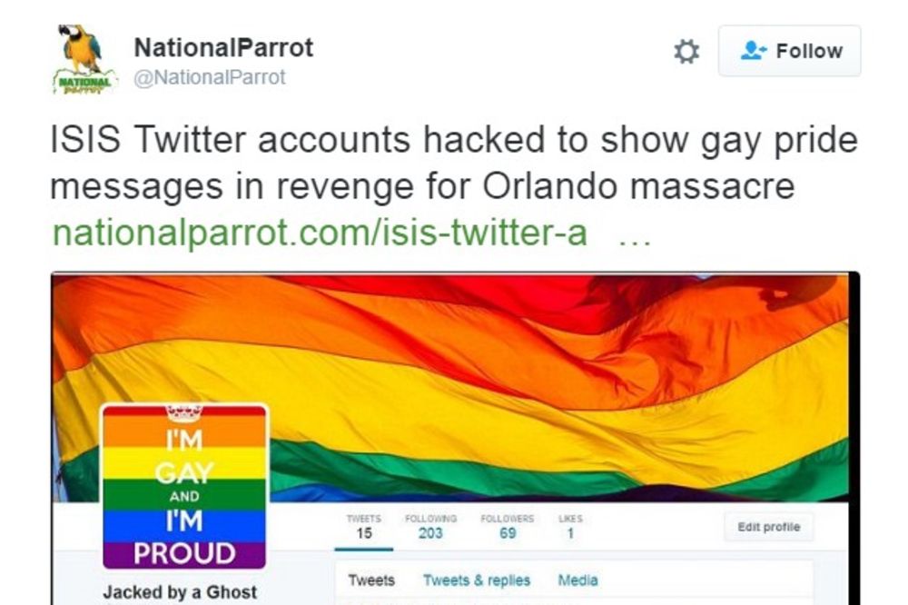 ANONIMUSI RAZBESNELI DŽIHADISTE: Upali im na Tviter profile i postavili slike gej zastave