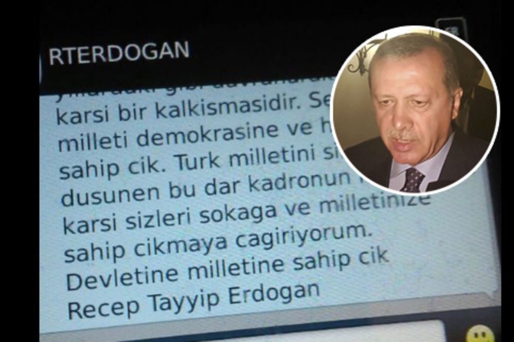 PORUKOM PROTIV UDARA: Erdogan SMS-om pozvao Turke da izađu na ulice!