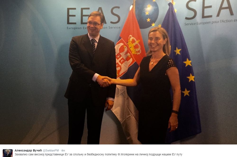 (VIDEO) VUČIĆ SA MOGERINI U BRISELU: Hvala na ličnoj podršci putu Srbije u EU
