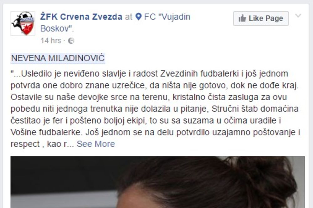 (FOTO) SKANDAL U SRPSKOM FUDBALU Funkcioner ošamario fudbalerku Zvezde jer se radovala pobedi!