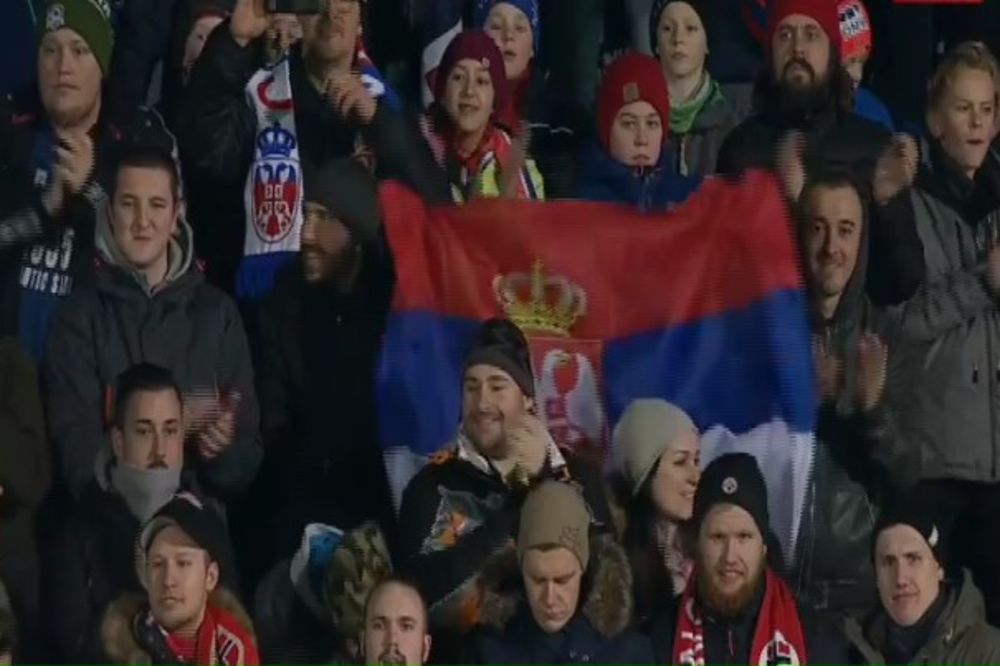 (VIDEO) VELIKA PODRŠKA ORLIĆIMA U DRAMENU: Srpski navijači grme usred Norveške