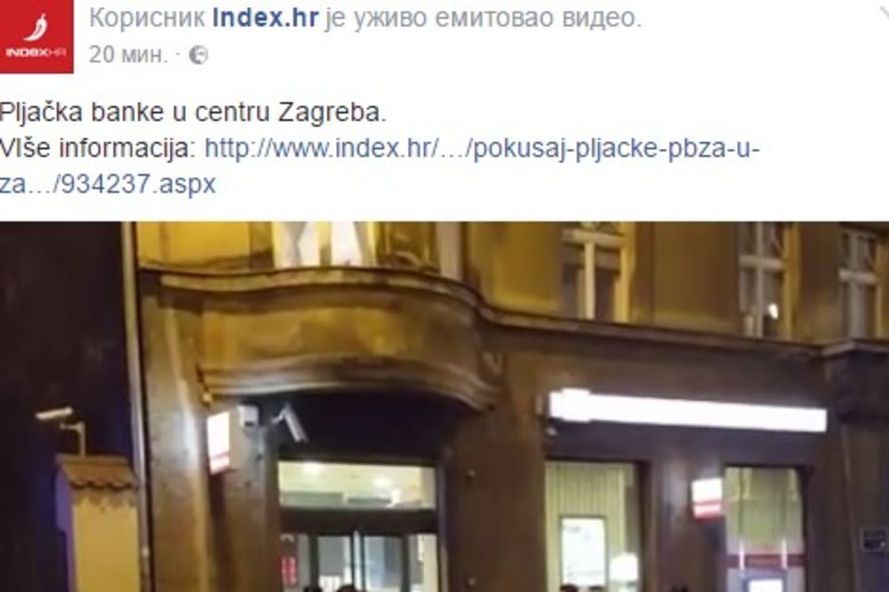 PLJAČKA BANKE U ZAGREBU: Razbojnik zapucao i pobegao praznih ruku, potera u toku