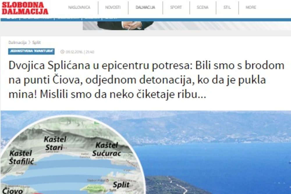 PREŽIVEO UŽAS: Splićanin krenuo u ribolov i brodom uplovio pravo u epicentar zemljotresa!