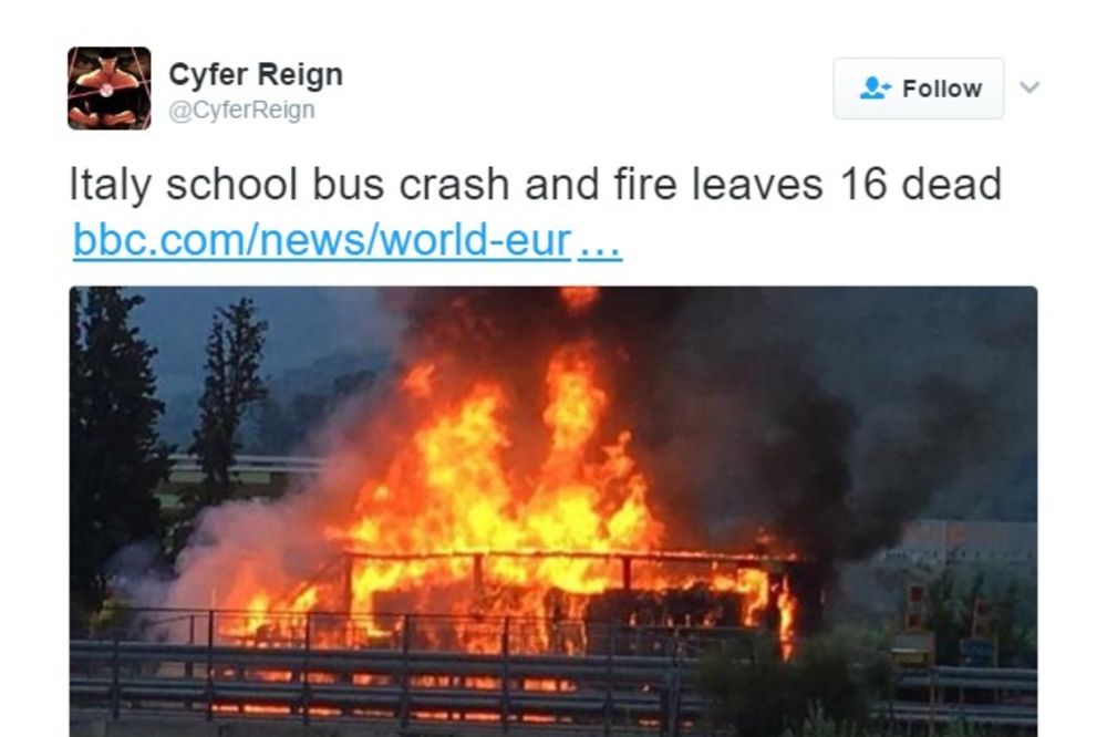 STRAVIČNA TRAGEDIJA U ITALIJI: Autobus pun dece udario u stub, poginulo 16 osoba!