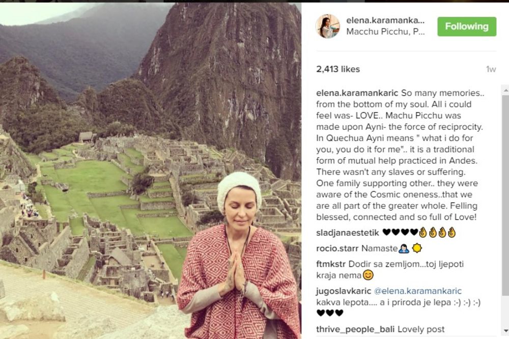 ELENA MEDITIRA U PERUU: Karićeva posetila zemlju svojih PREDAKA, a evo sa kim!