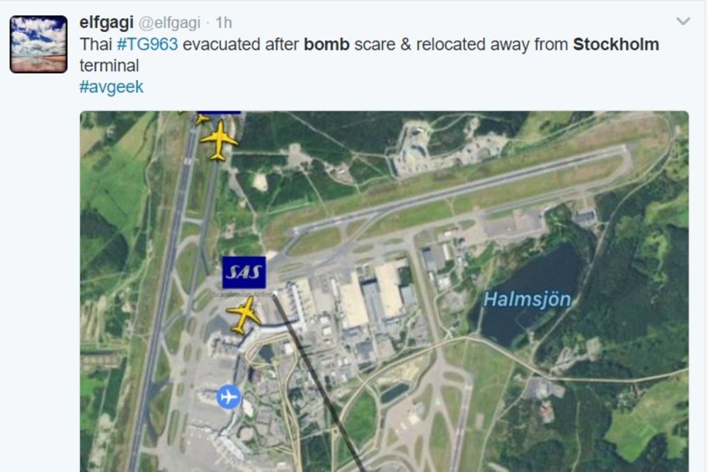 PANIKA NA AERODROMU U ŠVEDSKOJ: Evakuisan avion zbog pretnje BOMBOM, policija blokirala izlaze