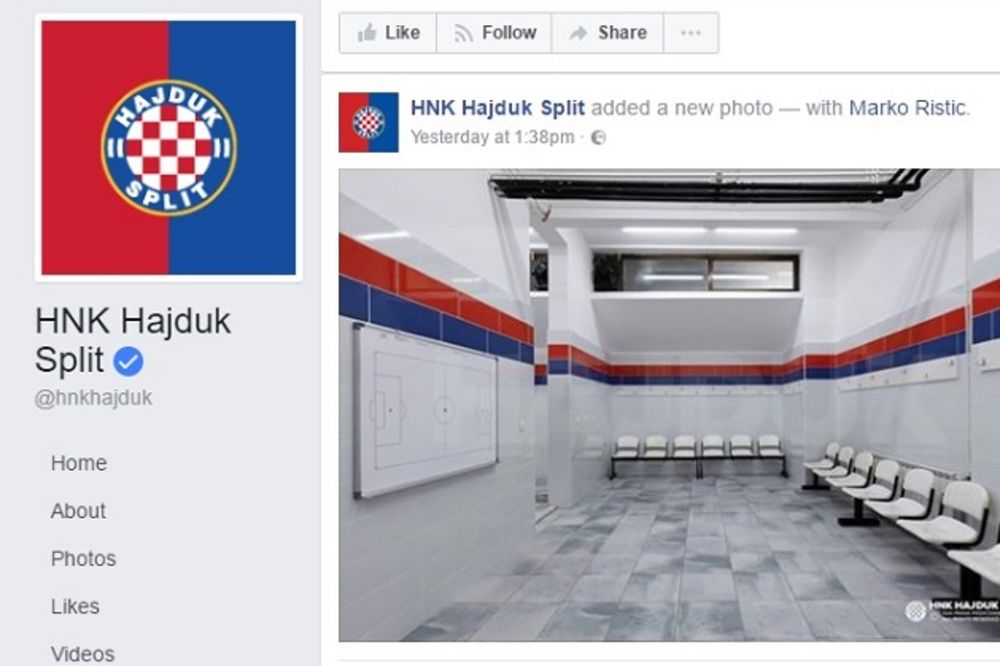 (FOTO) SPLIT SE TRESE: Srpska trobojka u svlačionici Hajduka na Poljudu!