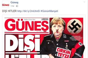 MERKELOVA KAO HITLER! Kancelarka sa brčićima u nacističkoj uniformi na naslovnici turskih novina!