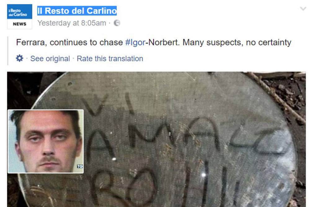 (FOTO) IGOR SRBIN OSTAVIO SABLASNU PORUKU NA OGLEDALU: Ubiću vas! Italijanska policija u šoku!