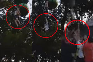 (VIDEO) PREŽIVELA STRAHOVIT PAD: Devojčica visila sa 8 metara, pa skočila u ruke prolazniku