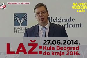 ČITAOCI KURIRA GLASAJU ZA NAJVEĆU LAŽ VUČIĆA Laž broj 9: Izgradnja kule Beograd do kraja 2016.