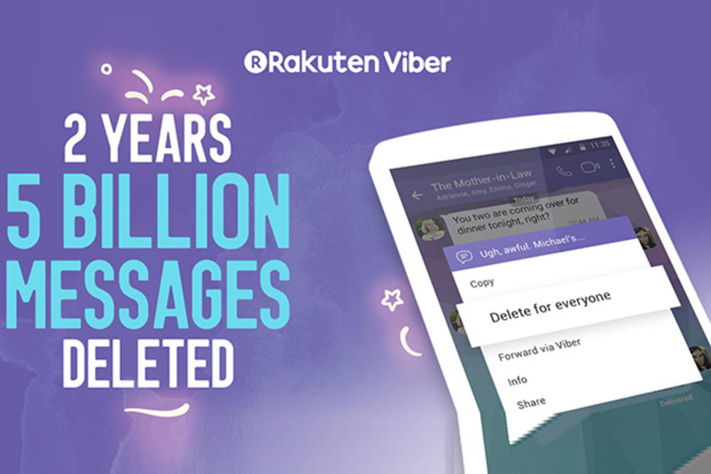 Viber obeležava drugu godišnjicu od uvođenja funkcije “Obriši poruku” – posle 5 milijardi slučajeva u kojima su korisnici bili pošteđeni blama