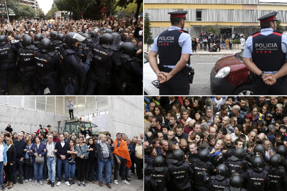 (VIDEO) OPŠTA TUČA NA BIRALIŠTIMA U KATALONIJI: Policija silom sprečava glasanje!