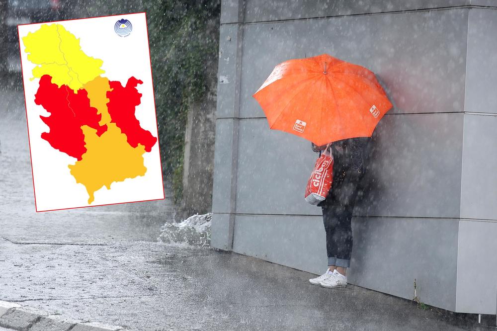 CRVENI METEOALARM UPOZORAVA NA NAJOPASNIJE VREME U UTORAK: U zapadnoj Srbiji snažni udari vetra i obilne kiše, na jugozapadu SNEG!