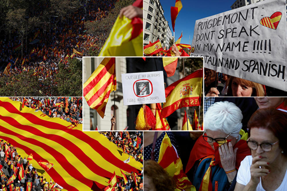 (FOTO) BARSELONA U SLIKAMA: Više od milion ljudi na ulicama maršira protiv nezavisnosti Katalonije i skandira PUĐDEMONA U ZATVOR!