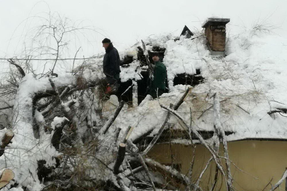 DRAMA NA VRACAMA: Drvo pod težinom snega palo na kuću i uništilo krov i deo stana, hitna evakuacija stanara