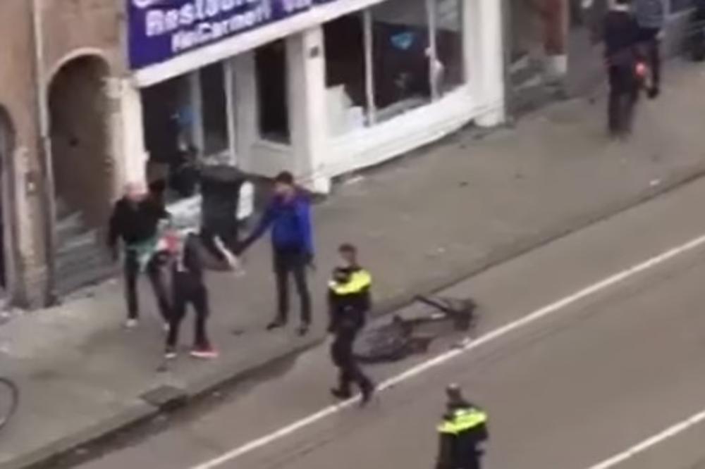 (VIDEO) SUKOB OKO JERUSALIMA ZAPALIO SVET: Muškarac sa palestinskom zastavom napao jevrejski restoran u Amsterdamu