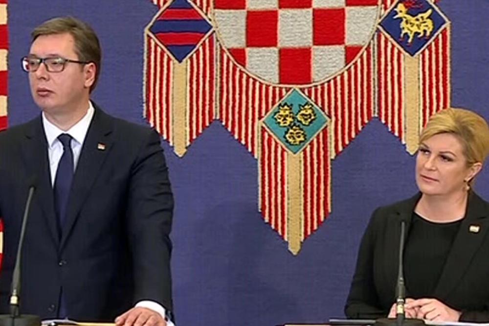 (KURIR TV) ZAJEDNIČKA KONFERENCIJA U SVEČANOJ DVORANI U PANTOVČAKU Vučić i Kolinda saglasni: Srbija i Hrvatska će morati da imaju mnogo bolje odnose u budućnosti!