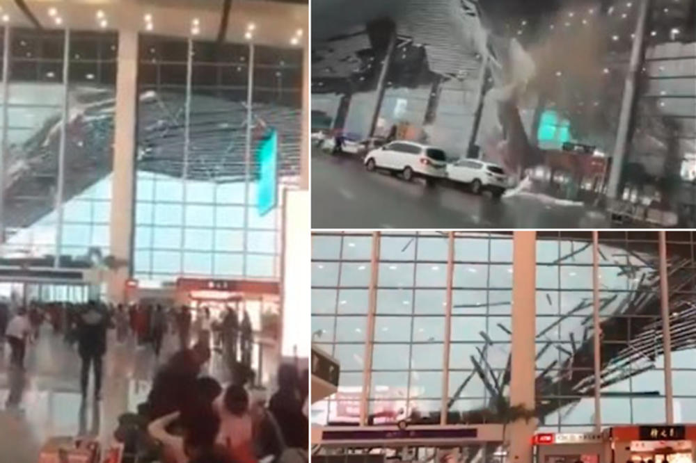 (VIDEO) ZASTRAŠUJUĆI BES: Pogledajte kako OLUJA KIDA KROV aerodroma u Kini! Ljudi vrište od straha!