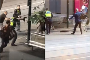 HEROJSKI SE ODBRANILI! PROLAZNICI NAPALI TERORISTU U MELBURNU: Gađali ga stolicama, a jedan se u napadača zaleteo kolicima za kupovinu! (VIDEO)