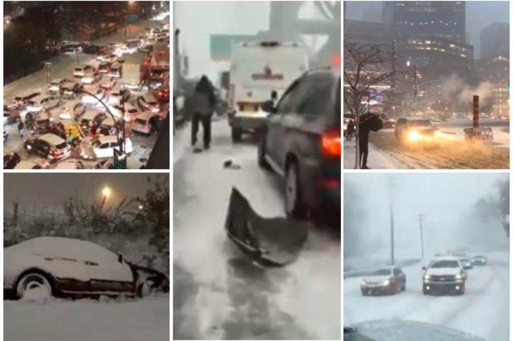 SNEŽNA OLUJA ZAVEJALA NJUJORK! Sneg zatvorio ulice! Saobraćaj u haosu, na Menhetnu padalo drveće! (VIDEO)