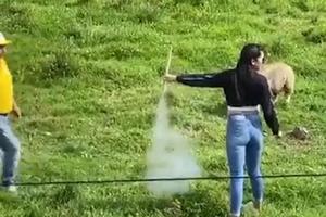 ZAPALJENI VATROMET JOJ OSTAO U RUCI! Devojka nije imala pojma kako se ispaljuje raketa! (VIDEO)