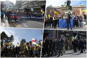 PODRŠKA KIJEVU: Beogradski Marš mira i solidarnosti povodom godišnjice invazije Rusije na Ukrajinu (FOTO)
