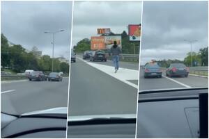 PEŽO SVE VREME SEČE MERCEDES NA AUTO PUTU, A ONDA VOZAČ IZLAZI SA PAJSEROM! LUDILO KOD ARENE: Sledi jurnjava, evo kako se završilo