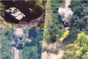 UKRAJINA SKINULA SKALP MOĆNOM TERMINATORU: Pogledajte napad roja dronova na ubitačno rusko oklopno vozilo! NALEĆU JEDAN ZA DRUGIM