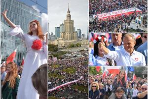 MARŠ MILIONA SRCA: Antivladin protest u Varšavi i drugim gradovima Poljske, opozicija mobiliše glasače pred izbore (FOTO, VIDEO)