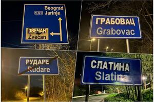 NE DAJU SRBI SA KOSOVA SVOJE PISMO! Nazivi opština na albanskom jeziku sinoć prelepljeni ćirilicom (FOTO)