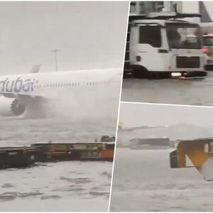 "U DUBAIJU POTOP SUDNJEG DANA" Strašan prizor usled kiše u Emiratima, avion