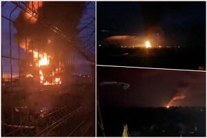 PRVI SNIMCI IZ RUSIJE: Eksplozije probudile stanovnike tri oblasti, vatra para noćno nebo nakon udara UKRAJINSKIH DRONOVA (VIDEO)