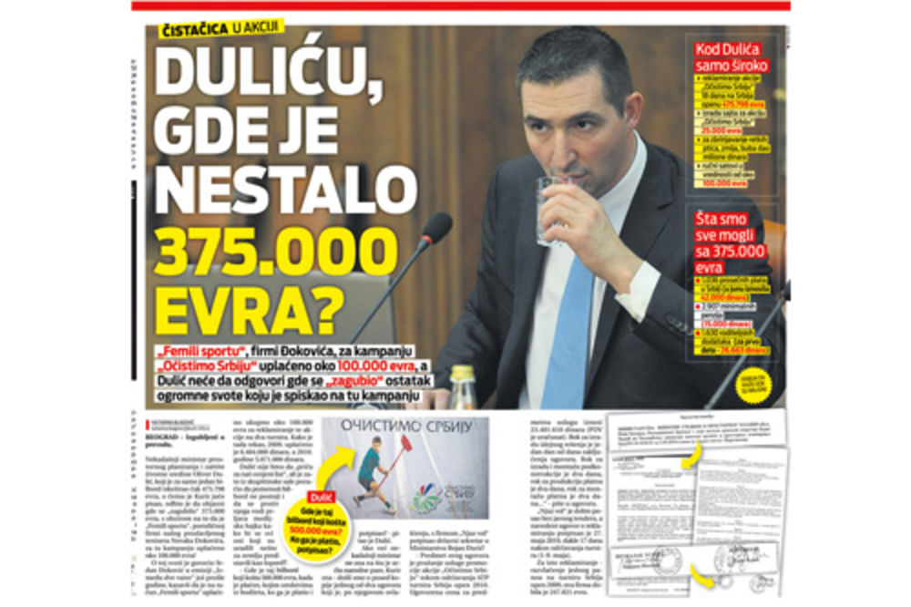 Kurir ne odustaje: Duliću, gde je 375.000 evra?