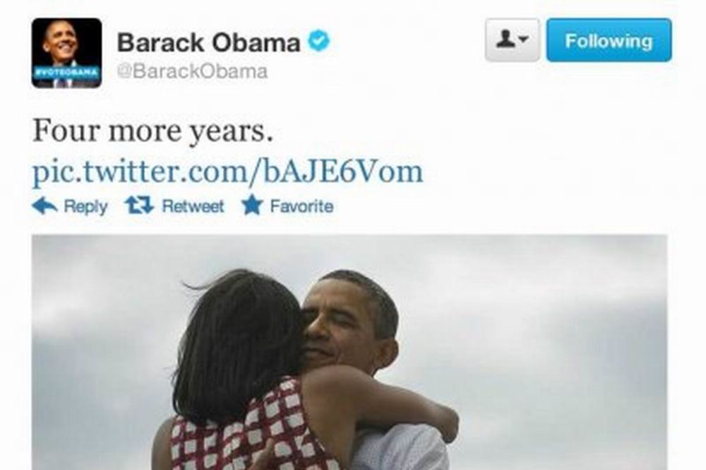 Obamin tvit najpopularniji u 2012.