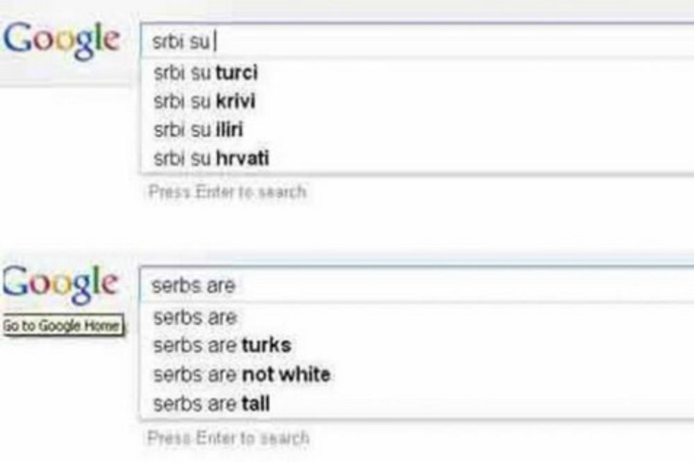 UVREDA: Šta Gugl misli o Srbima, Bosancima i Hrvatima?!