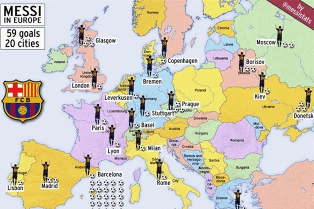 MESIJEVA MAPA: 59 golova u 20 evropskih gradova!