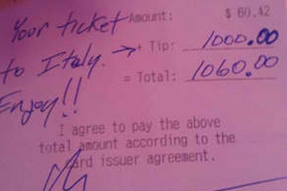 DOBAR BAKŠIŠ: Račun platio 60 dolara, konobaricu častio sa 1.000