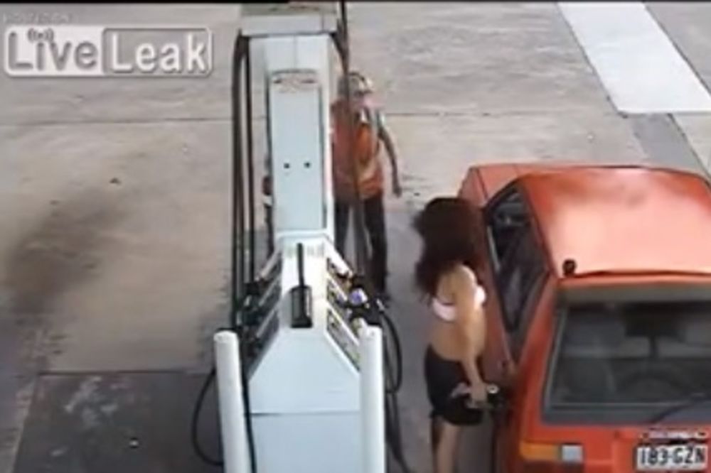 ODLETELA U VAZDUH: Zašto ne treba krasti na benzinskoj pumpi