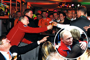 ŽURKA: Putin grlio kog je stigao, pa zalio pivom u Sočiju!