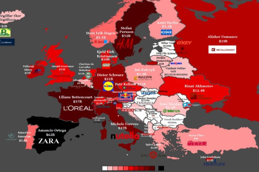 MAPA NAJBOGATIJIH U EVROPI: Na vrhu vlasnici Zare, Loreala i Nutele!