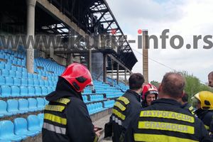 (KURIR TV) Pogledajte kako je ugašen požar na stadionu Rada
