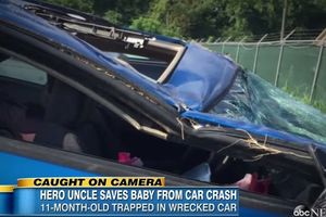 (VIDEO) SVE JE SNIMIO TELEFONOM: Ujak spasao bebu iz smrskanih kola!