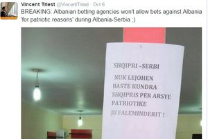 (FOTO) NEOBIČAN POTEZ JEDNE KLADIONICE: Albancima zabranili da se klade protiv svojih!