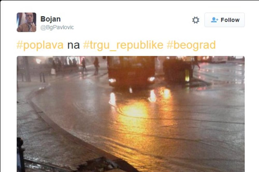 (FOTO) POPLAVLJEN CENTAR BEOGRADA: Saobraćaj otežan oko Trga Republike