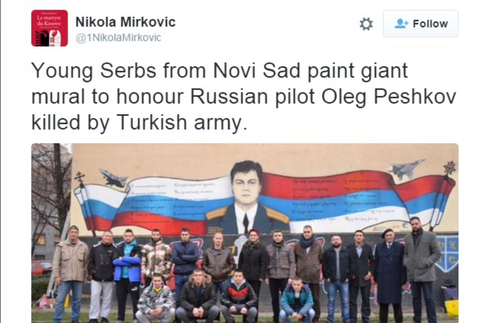 (FOTO) U SLAVU RUSKOG HEROJA: U Novom Sadu osvanuo mural poginulom ruskom pilotu